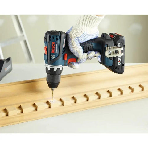 18V EC Brushless Connected Ready Compact Tough Half Inch Drill Driver With Kickback Control in use on wood project