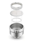 Exploded view of 3/4 Inch Aluminum Garden Hose Shower Head With 3000 Hole Mist Nozzle, highlighting parts assembly.