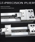 Beefy CNC Bench Vise With Hella Wide Jaw Capacity Crisp Machining Grip Heavy Duty Garage Clamp Tight Lockdown Rig For Miller Stations And Pro Shops GT175A with precision pliers.