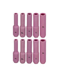 Pro Grade TIG Alumina Ceramic Nozzles Long Cups Kit for PTA DB SR WP 17 18 26 Welding Torch, shown in mixed sizes.