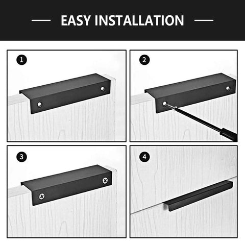 Installation guide for Edge Pull Handles For Cabinets And Drawers, 3.15 Inch Aluminum Finger Edge Pulls In Black, 6 Pack.