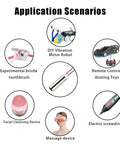 Application scenarios for Six Pack DC Coreless Vibration Motors 7x25mm Micro Vibrating Motors in DIY and electronic devices.