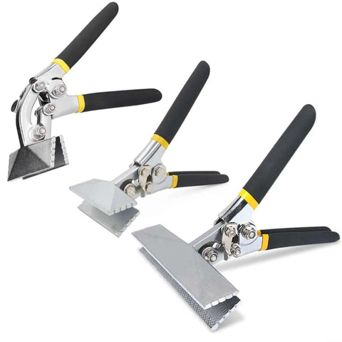 All In One Sheet Metal Bending Pliers With Straight Or Elbow Handles And Non Slip Grip, various jaw configurations shown