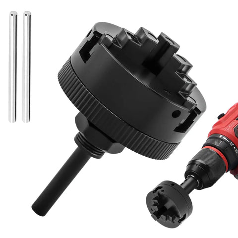 Three Jaw Self Centering Lathe Chuck Set For Mini Lathes And Drill Presses, Z011 Extension Kit With Connecting Rod, shown unstalled.