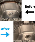 Before and after installation of Heavy Duty Undermount Sink Bracket Kit For Kitchen With 680 Lb Capacity, Galvanized Steel.