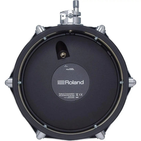 Back view of Dual Zone 10x4 Inch Electronic Tom Pad With Wood Shell Shallow Design Adjustable Mesh Head Tension Tom Bracket
