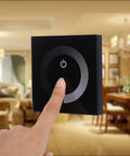 Wall Mounted Touch Panel Dimmer for 12V-24V Single Color LED Light Strips Easy Brightness Control With Smooth Glass Touch Panel