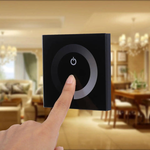 Wall Mounted Touch Panel Dimmer for 12V-24V Single Color LED Light Strips Easy Brightness Control With Smooth Glass Touch Panel