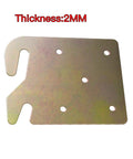 Heavy Duty Bed Rail Hooks And Universal Frame Connector Plates For Wooden Beds Thick Steel Bed Stabilizer Hardware showing 2mm thick connector plate.