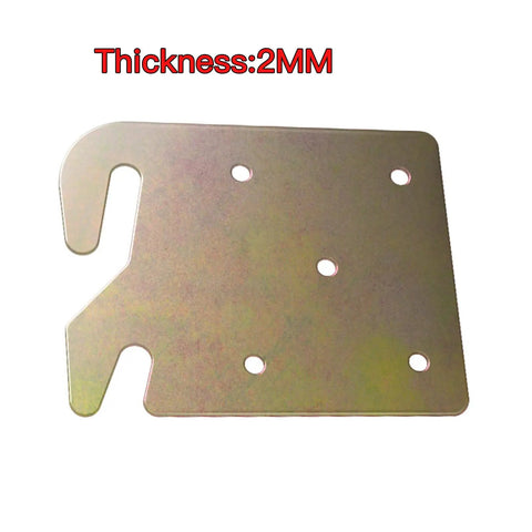 Heavy Duty Bed Rail Hooks And Universal Frame Connector Plates For Wooden Beds Thick Steel Bed Stabilizer Hardware showing 2mm thick connector plate.