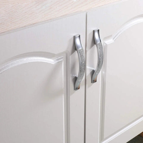 Modern Cabinet Knobs And Pulls Set With Screws All Metal Drawer Handles For Cabinets And Furniture Silver Finish Durable Zinc Alloy