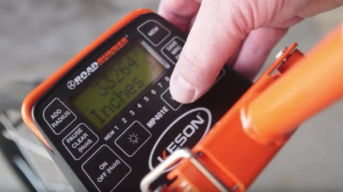 Built Tough Electronic Measuring Wheel With Spoked Steel Frame And Thumb Up Grip Featuring Dirt Busting Magnetic Pickup And Fully Sealed Counter For Tradesmen And Weekend Warriors