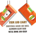 Spirit Level Tool Small Pocket Level with 2 Bubble Spirit Leveler Metal Keychain 3PCS, showing orange ABS shell and aluminum base