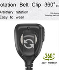 Dual Ptt Handheld Microphone Speaker for GMRS Ham Radios with 360-degree rotating belt clip and waterproof upgrade.