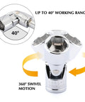 Three Eighths Inch Drive Universal Joint Socket Set, 6 Point Metric Flex Sockets, Chrome Vanadium Steel With Swivel Head