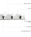 Six Light Vanity Light Bar Dimmable Polished Chrome Boss Vibe 36 Inch Horizontal with Large Backplate and Bulbs