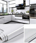 Modern kitchen with Peel And Stick White Glitter Wallpaper Self Adhesive Removable Water Resistant Cover For Countertops Cabinets
