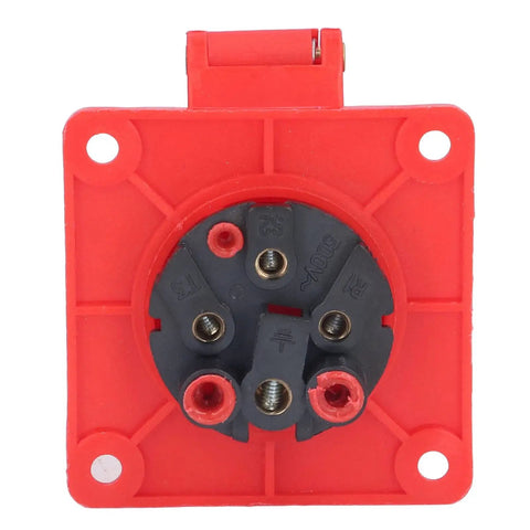 Heavy Duty Industrial Concealed Power Outlet IP44 Wall Socket PC Brass Red Commercial Grade Electrical Jack connector top view