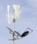 500W Vertical Wind Generator for Off Grid Power, 24V Output Wind Turbine with spiral blades and controller on pole.