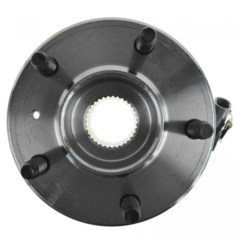 Top view of a wheel hub from the 4 Piece Wheel Hub And Bearing Assembly Set For Front And Rear Sides Right Passenger Left Driver BHA53660