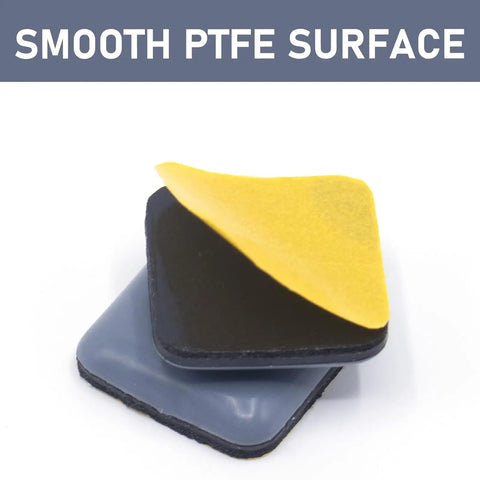 Close-up of 20 Pack 1 Inch Square Furniture Sliders With Self Adhesive PTFE Glide Pads, showcasing smooth surface and adhesive.
