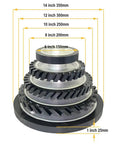 Top Shelf 65a Rubber Belt Grinder Contact Wheel With Rock Solid Aluminum Core And Pre-Mounted Half Inch Bearings One Inch Wide Heavy Duty Grinder Machine Replacement For Any Workshop, showing size options.