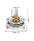 1P6T Rotary Switch 1 Pole 6 Position Band Selector 1 Deck For TV Radio Home Electronics shown with dimensions