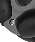 Close-up of 48mm omni directional robot wheels with shaft and screws, designed for smooth movement on all surfaces in robotics.