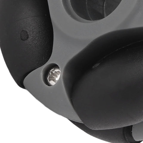 Close-up of 48mm omni directional robot wheels with shaft and screws, designed for smooth movement on all surfaces in robotics.