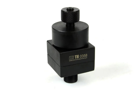 Double D Punch Die Set Pro Grade 0.769 In By 0.642 In Knockout Holes, black tool steel with case-hardened finish, front view