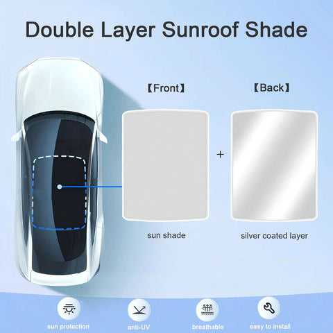 QANGBOOM Tiguan 2010-2017 car sunshade; two-panel foldable shade with front panel and back silver layer, storage bag