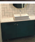 Modern Brass Furniture Legs With Brushed Copper Finish 120mm supporting a bathroom vanity cabinet