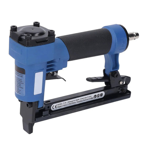 Top Shelf Pneumatic Brad Nailer 22 Gauge built as a tough aluminum alloy, ergonomic handle for easy woodworking use.