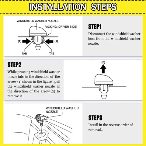 Installation steps for 8 Pack Front Windshield Washer Nozzles Spray Jet Kit For Chrysler And Dodge Cars Replaces OEM 4805742AB 5113049AA