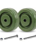 Green high temp oven caster wheels, 2-pack with bolts and nuts