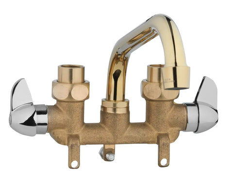 Two Handle Laundry Faucet With 7 Inch Rough Brass Swivel Spout Drip Free No Fuss Quarter Turn Valve Garden Hose Connection