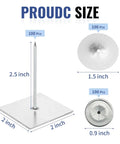 Straight Up Tough Self Stick Insulation Pins 2-1/2 Inch with galvanized finish and washers showcased with sizes.