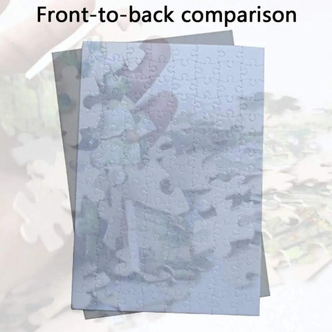 Front and back view of 10 Pack Blank Sublimation A4 Jigsaw Puzzles With 120 Pieces Each For DIY Heat Press Crafts Wholesale Pearl Transfer.