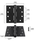 3 Pack 4 By 4 Inch Ball Bearing Door Hinges Matte Black Stainless Steel Exterior Hinges With Square Corners Heavy Duty Smooth Quiet Operation Non Removable Pin Weatherproof For All Exterior Doors, front view