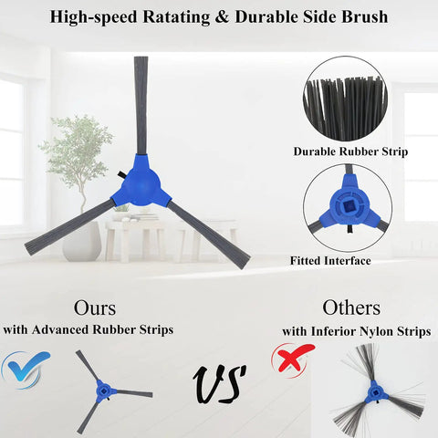 High-speed rotating durable side brush from Replacement Parts Kit For Eufy Robotic Vacuums 11S Max with rubber strips
