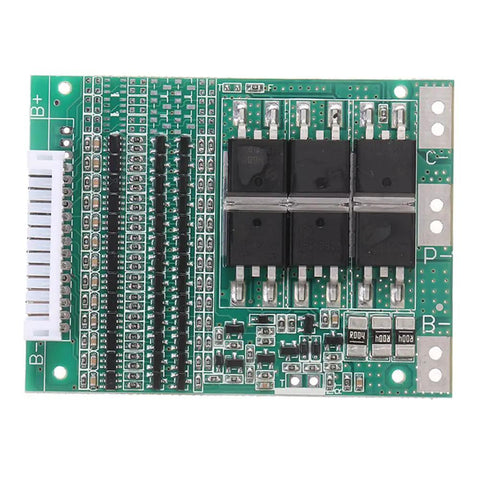 Top Shelf 13S 48V 35A BMS Protection Board For Lithium Ion Packs, green PCB layout with connectors and components.