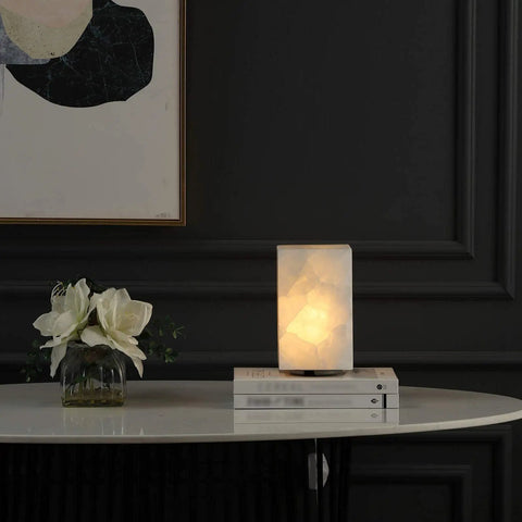 Natural Calcite Stone Table Lamp Handcrafted Solid Stone With Unique Crystal Texture Dimmable Led With Three Color Modes