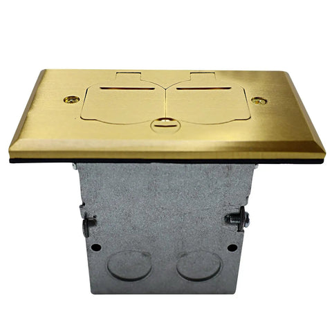 20A Tamper-Resistant Receptacle Floor Box With Flip Lid And Brass Cover Retractable Recessed Socket for kitchen countertops and floors