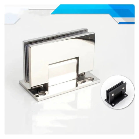 Stainless Steel Shower Screen Hinges For Frameless Glass Doors 90 Degree T Shaped Bathroom Clip in polished metal.