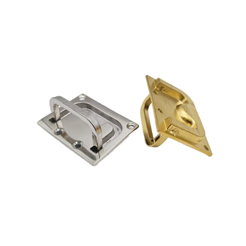 316 Stainless Steel Flush Pull Ring Handle in Gold Finish and Steel Finish for Cabinets and Marine Use, 76x57mm, Side View