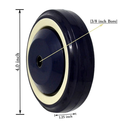 4 Inch Polyurethane Shopping Cart Wheels Pack Of Four With Stepped And Full Tread Face And Double Ball Bearing, 1200 Lbs Total Capacity, Durable Quiet Urethane Casters For Heavy Duty Carts, Wear Resistant And Smooth Rolling