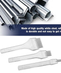White Steel Leather Crafting Tool Set Featuring a 2.7mm Prong Stitching Chisel and 2510 Punch Lacing Irons for Leatherwork
