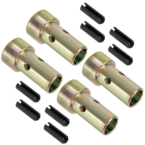 Two Pairs Cat 2 Quick Hitch Adapter Bushings Set For Category II 3 Point Tractors Heavy Duty Built Tough Workhorse Quick Hitch Fit For Speeco John Deere Jeffers Attachments And More For Farm Use Only, showing four hitch bushings and eight pins