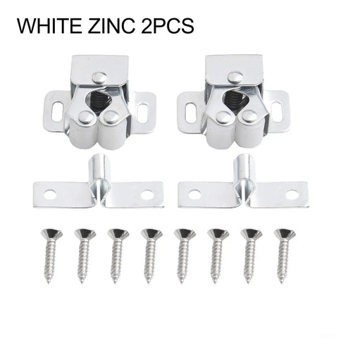 Push To Close Cabinet Latches With Wear Resistant Door Clips Replacing Handles White Zinc Hardware 2pcs