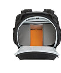 Interior view of ProTactic 350 AW II Modular Camera Backpack with flexible dividers and space for 13-inch laptop and gear.
